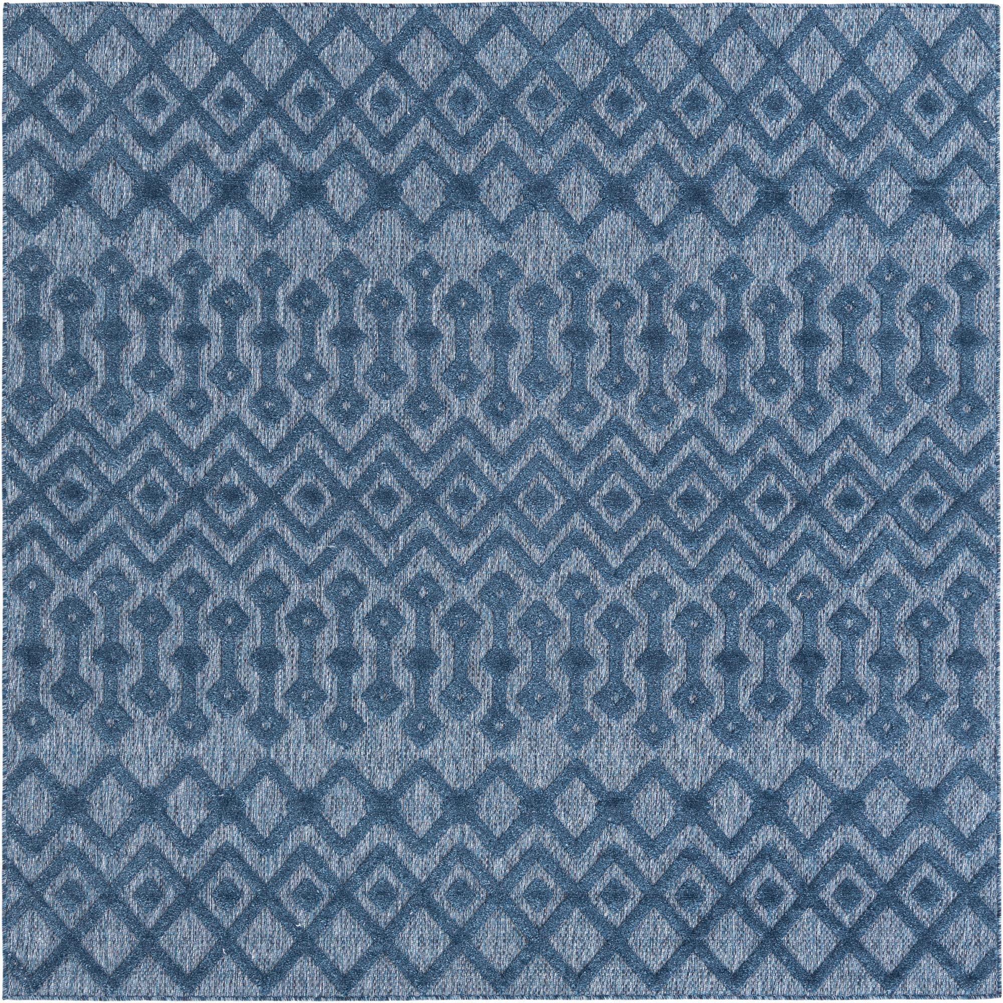 Garden Lattice Charm Collection Area Rug -  Pergola (Navy Blue)