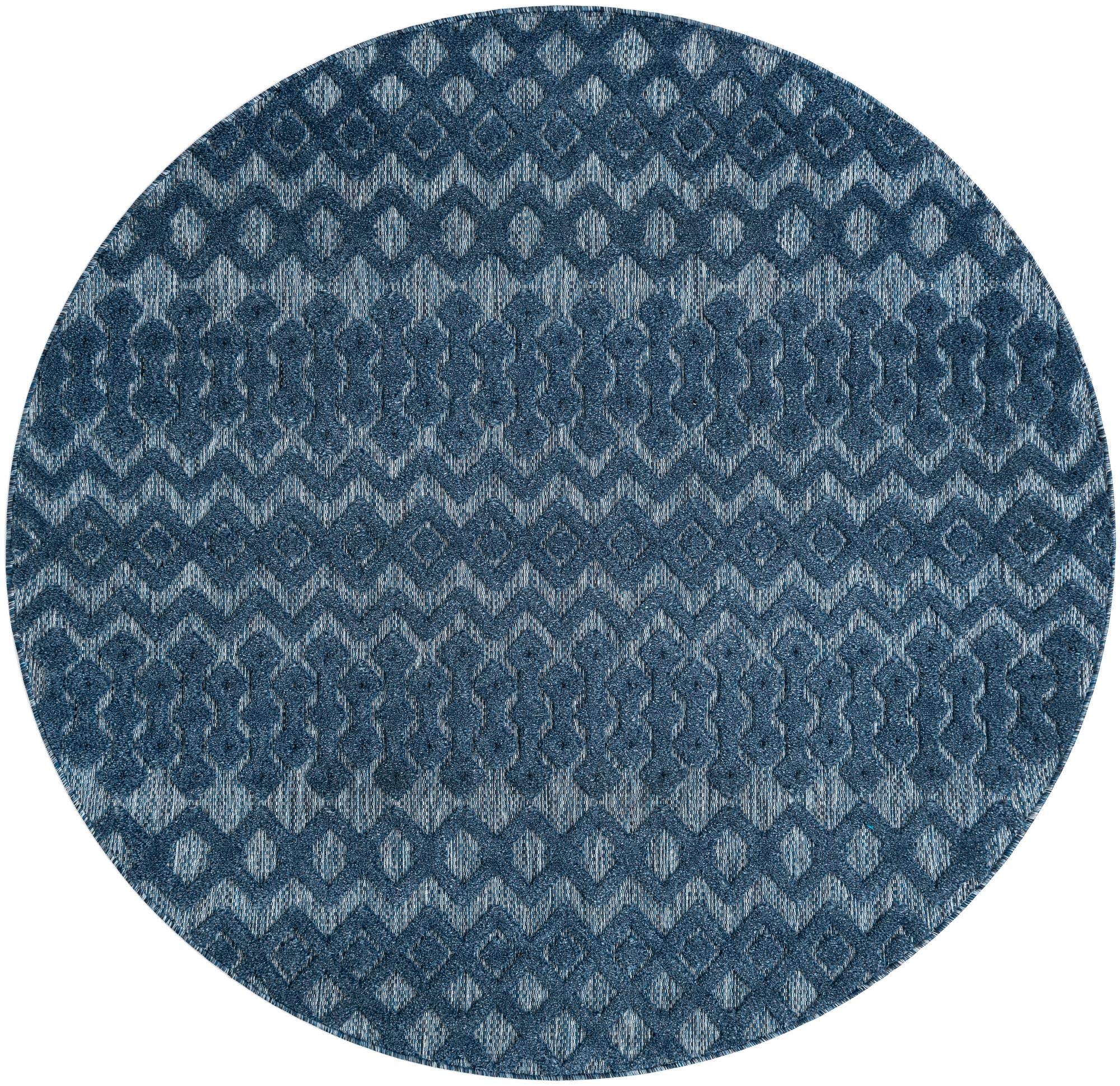 Garden Lattice Charm Collection Area Rug -  Pergola (Navy Blue)