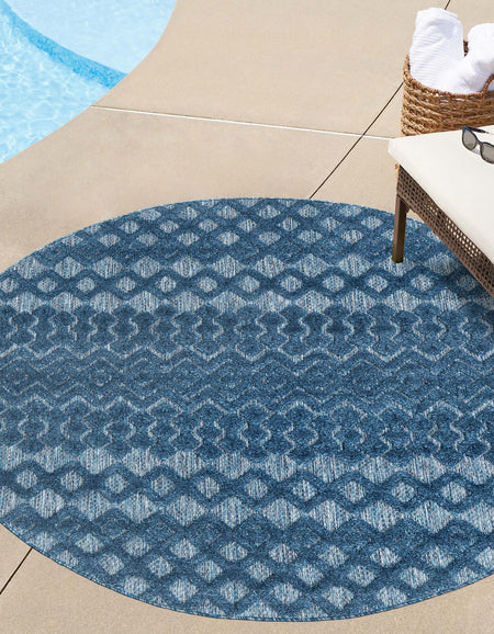 Garden Lattice Charm Collection Area Rug -  Pergola (Navy Blue)