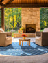 Garden Lattice Charm Collection Area Rug -  Pergola (Navy Blue)