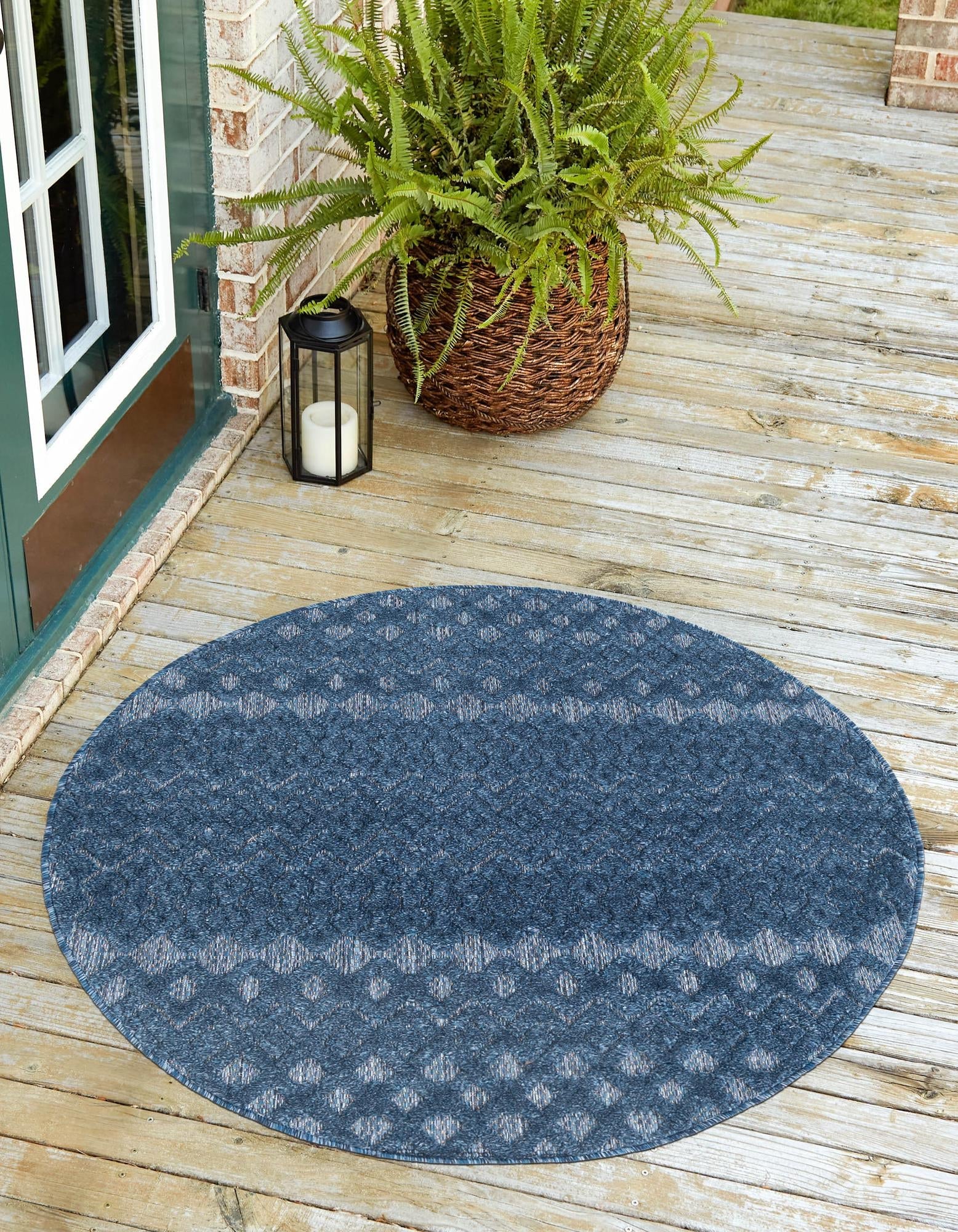 Garden Lattice Charm Collection Area Rug -  Pergola (Navy Blue)