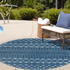 Garden Lattice Charm Collection Area Rug -  Pergola (Navy Blue) Round Navy Blue  lifestyle 51