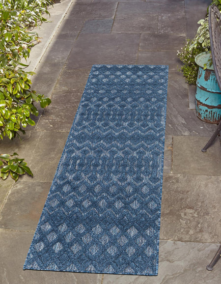 Garden Lattice Charm Collection Area Rug -  Pergola (Navy Blue)