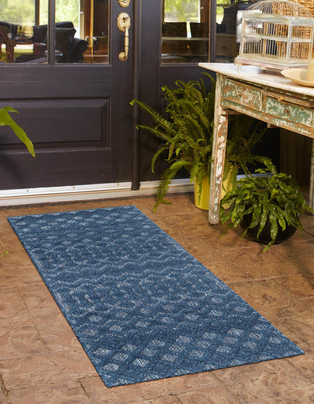 Garden Lattice Charm Collection Area Rug -  Pergola (Navy Blue)