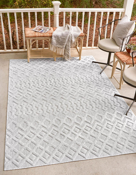 Garden Lattice Charm Collection Area Rug -  Pergola (Grey)