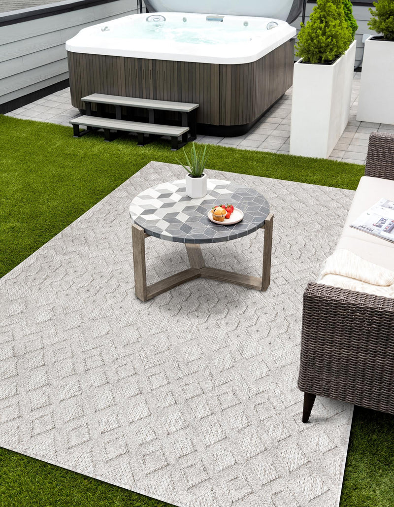 Garden Lattice Charm Collection Area Rug -  Pergola (Grey) Rectangle Grey  lifestyle 4