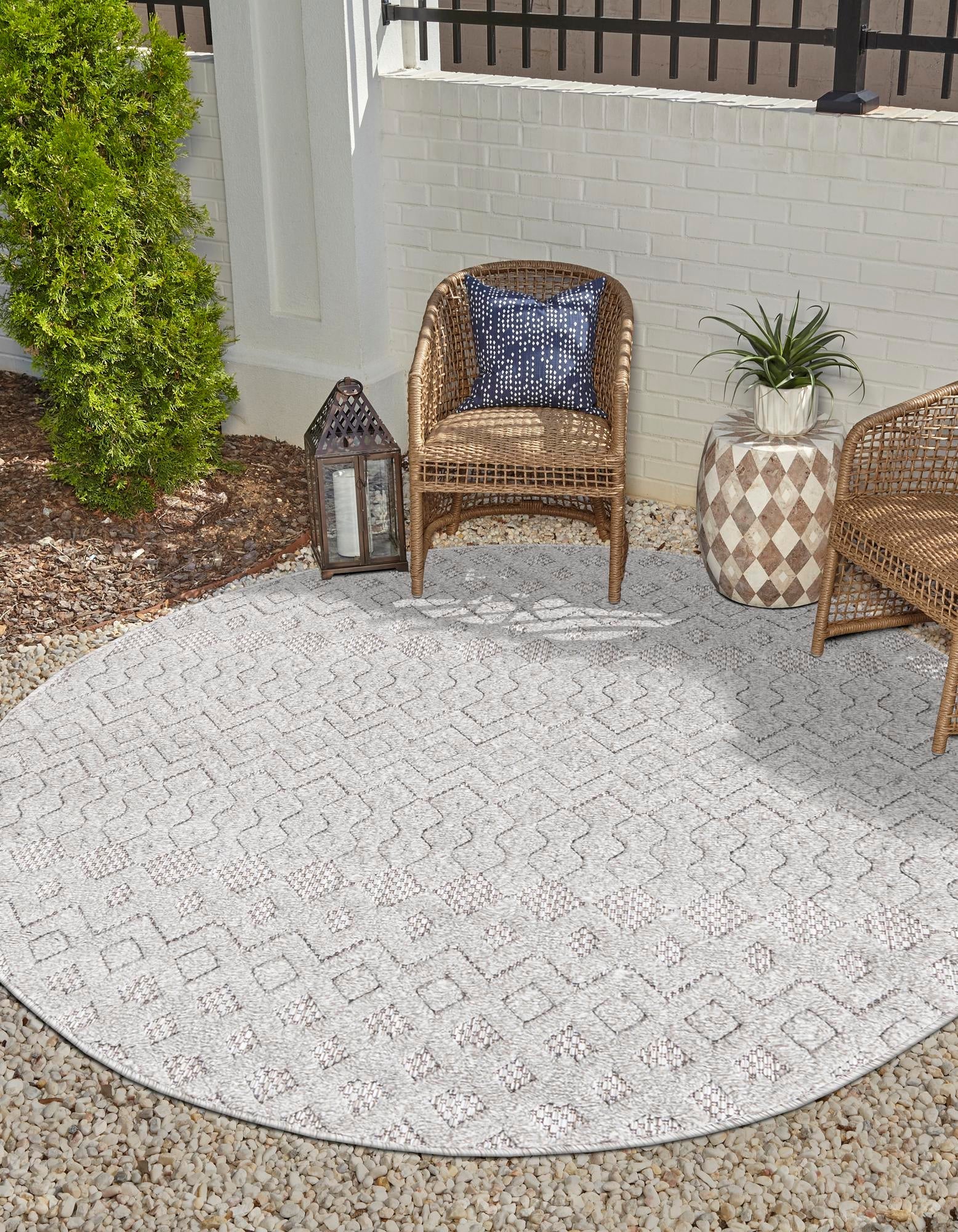 Garden Lattice Charm Collection Area Rug -  Pergola (Grey)