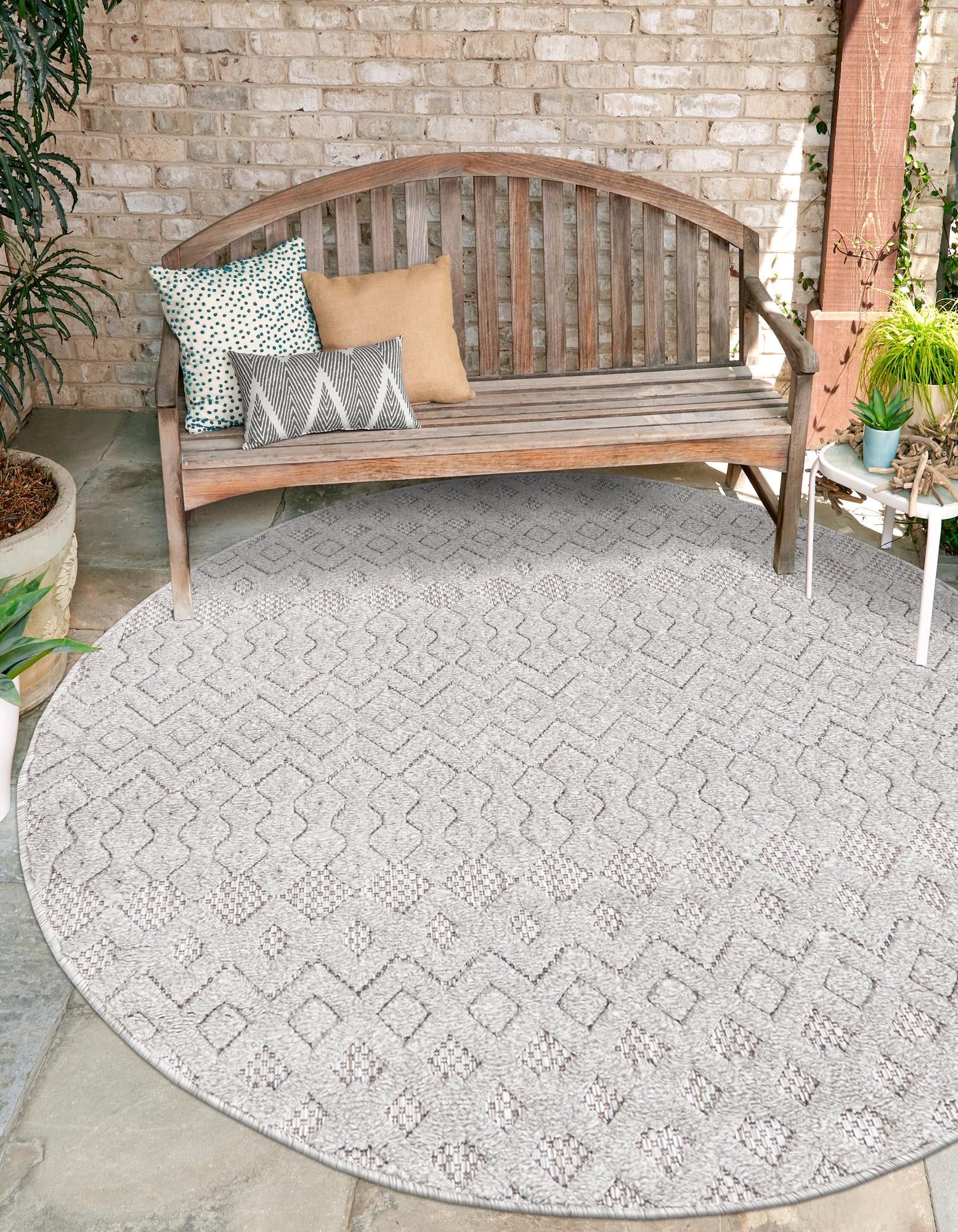 Garden Lattice Charm Collection Area Rug -  Pergola (Grey)