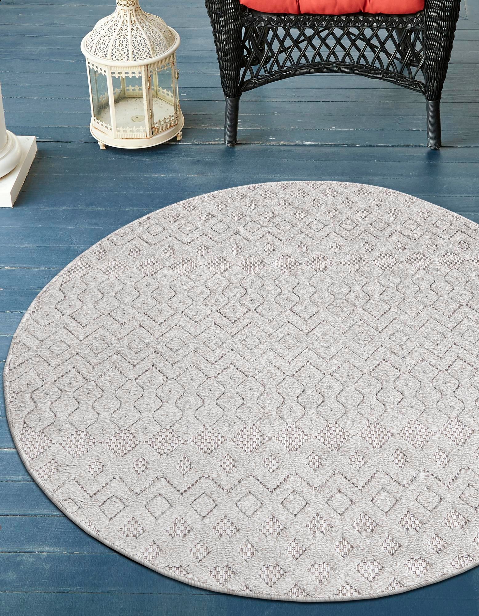 Garden Lattice Charm Collection Area Rug -  Pergola (Grey)