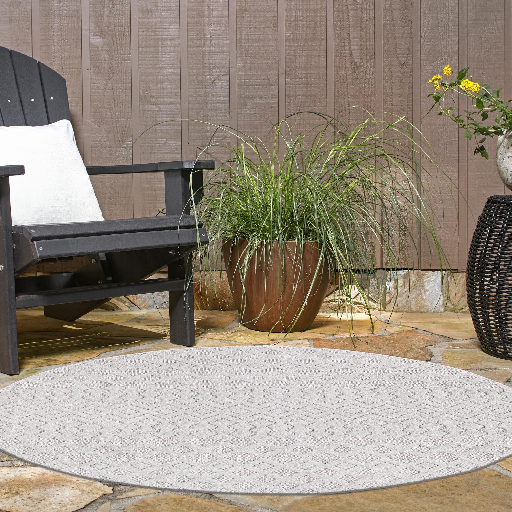 Garden Lattice Charm Collection Area Rug -  Pergola (Grey)