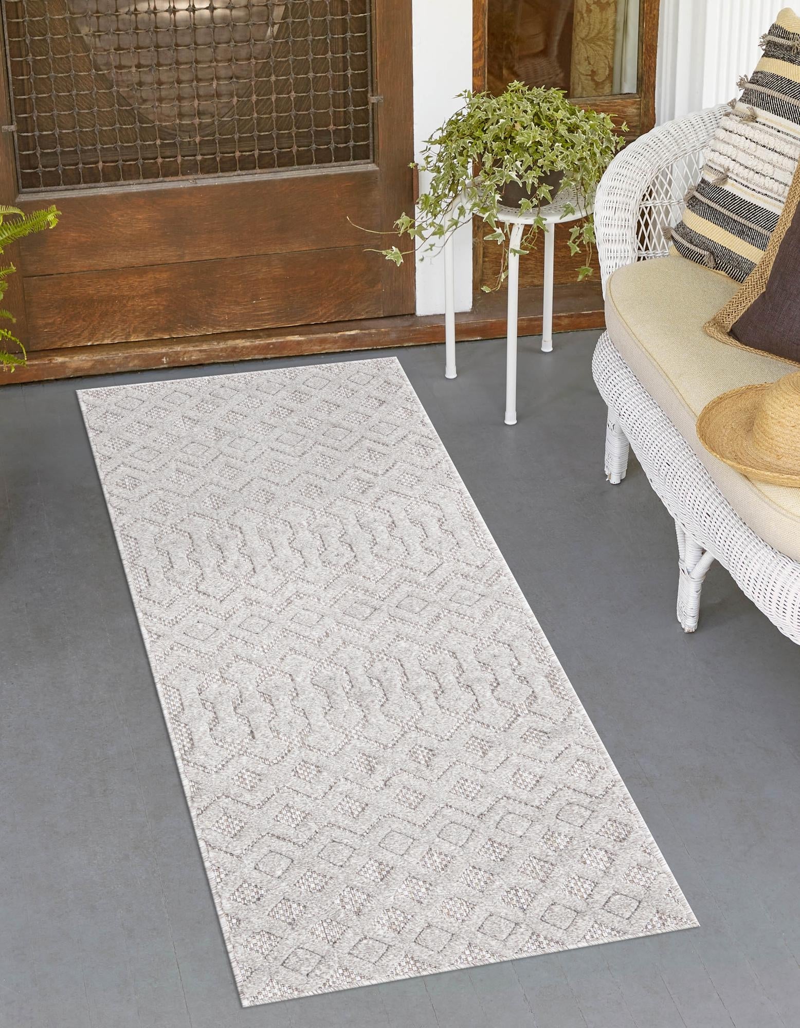 Garden Lattice Charm Collection Area Rug -  Pergola (Grey)