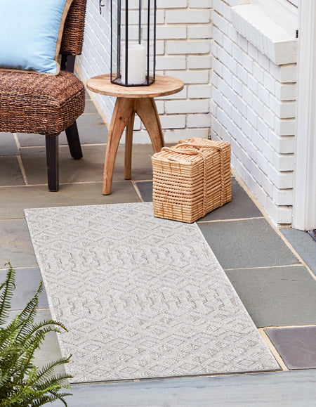 Garden Lattice Charm Collection Area Rug -  Pergola (Grey)