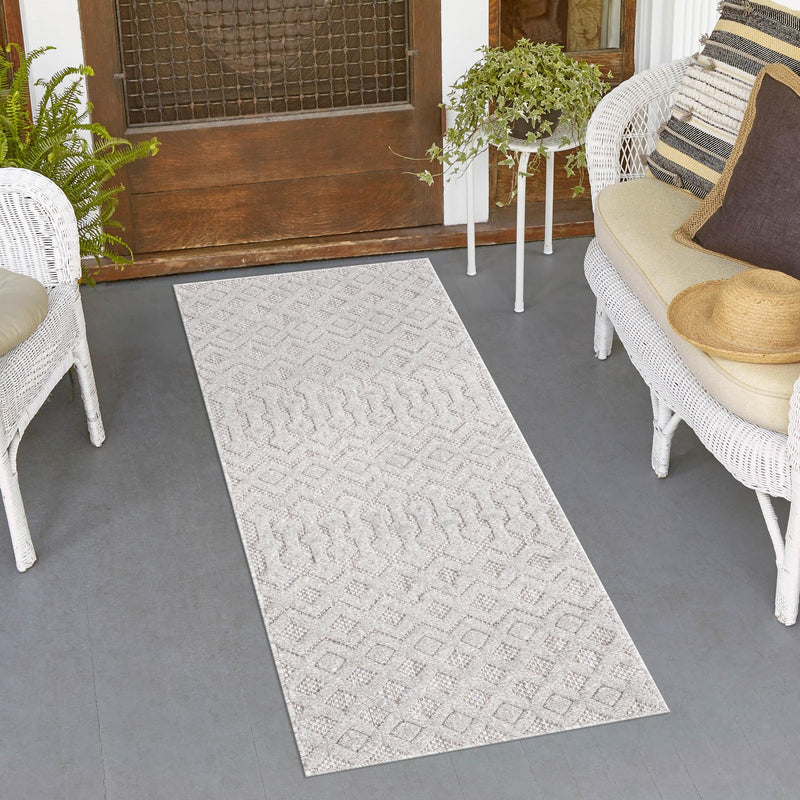 Garden Lattice Charm Collection Area Rug -  Pergola (Grey) Runner Grey  lifestyle 51