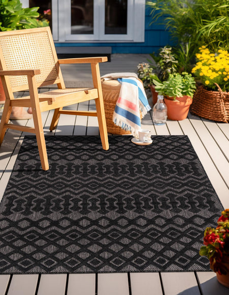 Garden Lattice Charm Collection Area Rug -  Pergola (Charcoal)