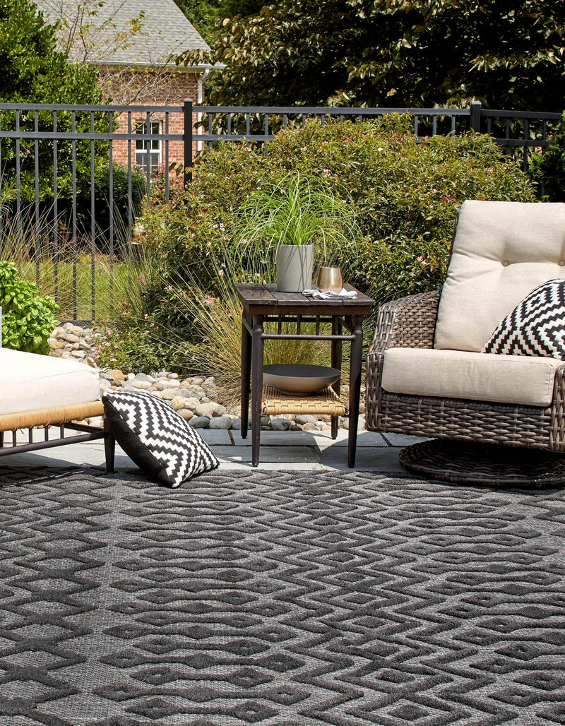 Garden Lattice Charm Collection Area Rug -  Pergola (Charcoal) Square Charcoal  lifestyle 23