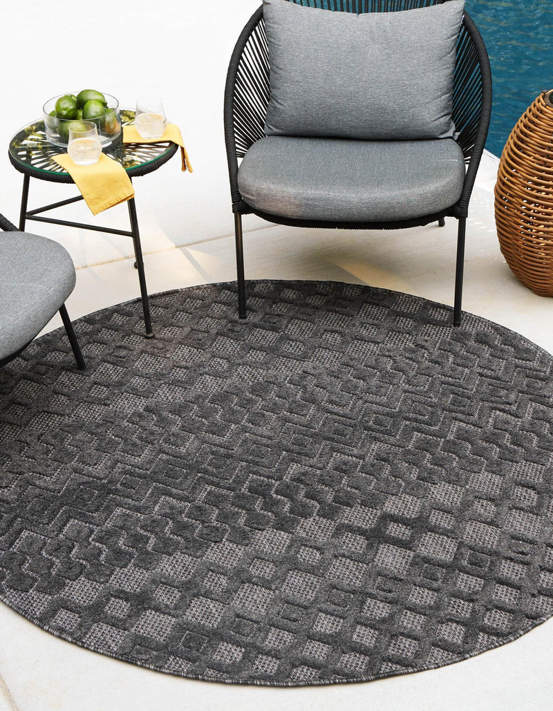 Garden Lattice Charm Collection Area Rug -  Pergola (Charcoal) Round Charcoal  lifestyle 21