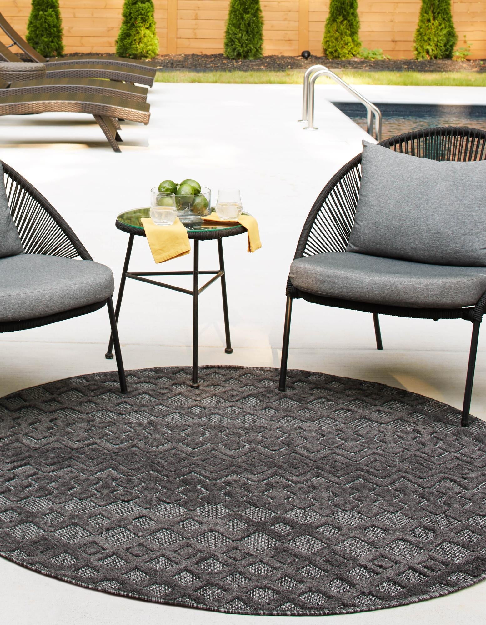 Garden Lattice Charm Collection Area Rug -  Pergola (Charcoal)