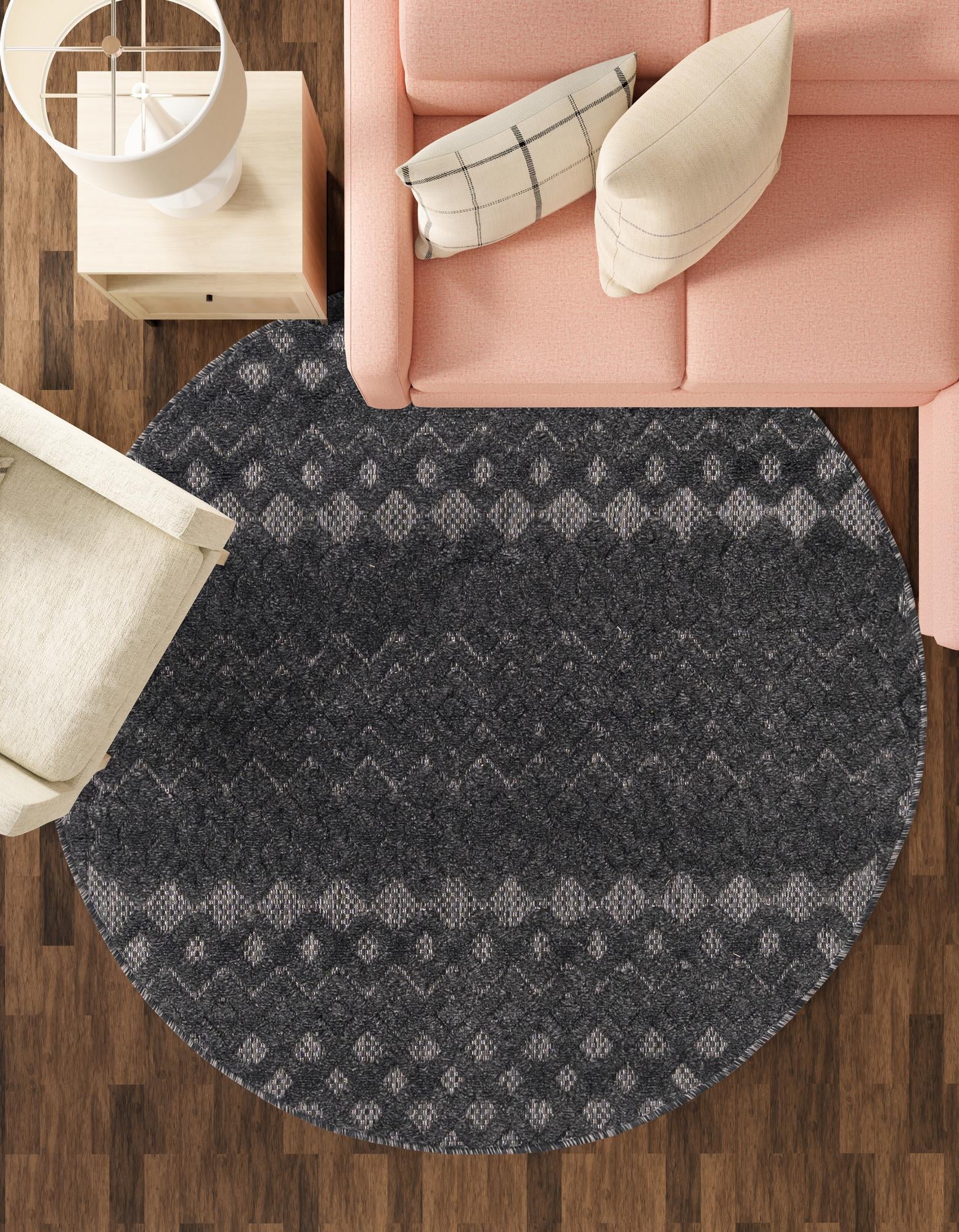 Garden Lattice Charm Collection Area Rug -  Pergola (Charcoal)