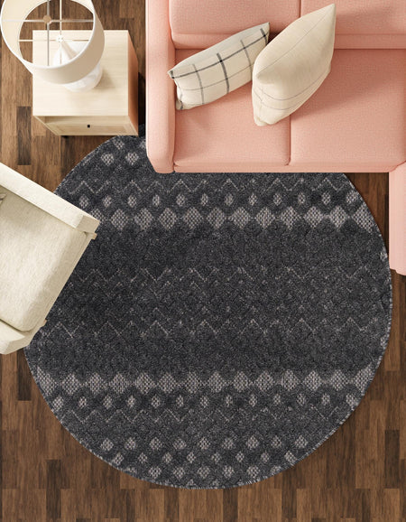 Garden Lattice Charm Collection Area Rug -  Pergola (Charcoal)