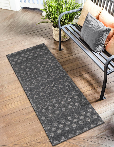 Garden Lattice Charm Collection Area Rug -  Pergola (Charcoal)