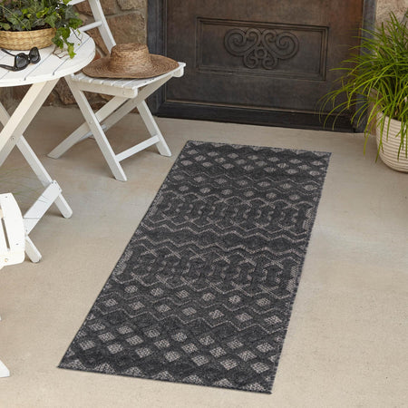 Garden Lattice Charm Collection Area Rug -  Pergola (Charcoal)