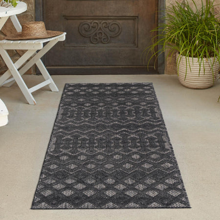 Garden Lattice Charm Collection Area Rug -  Pergola (Charcoal)