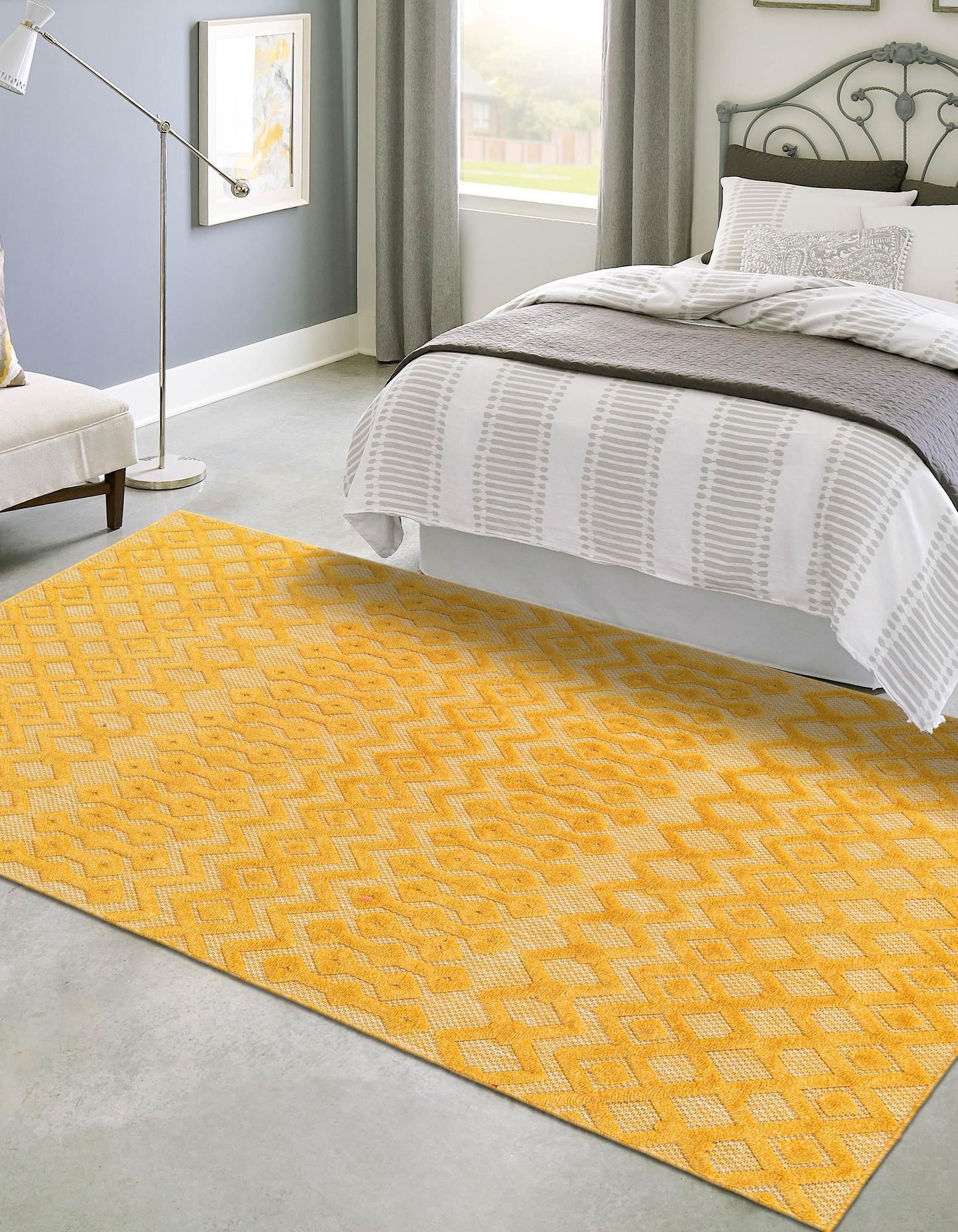 Garden Lattice Charm Collection Area Rug -  Pergola (Yellow)