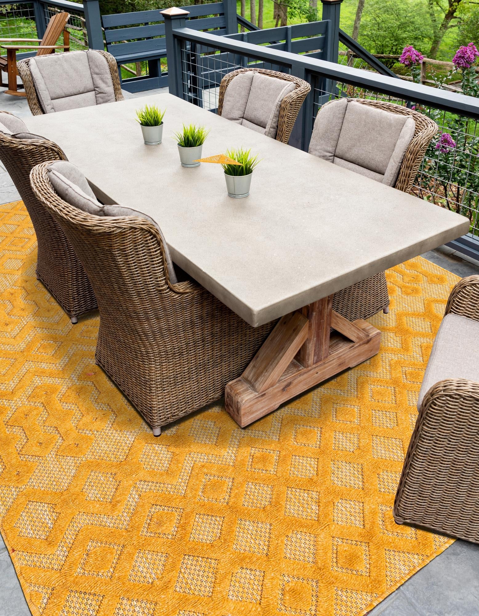 Garden Lattice Charm Collection Area Rug -  Pergola (Yellow)