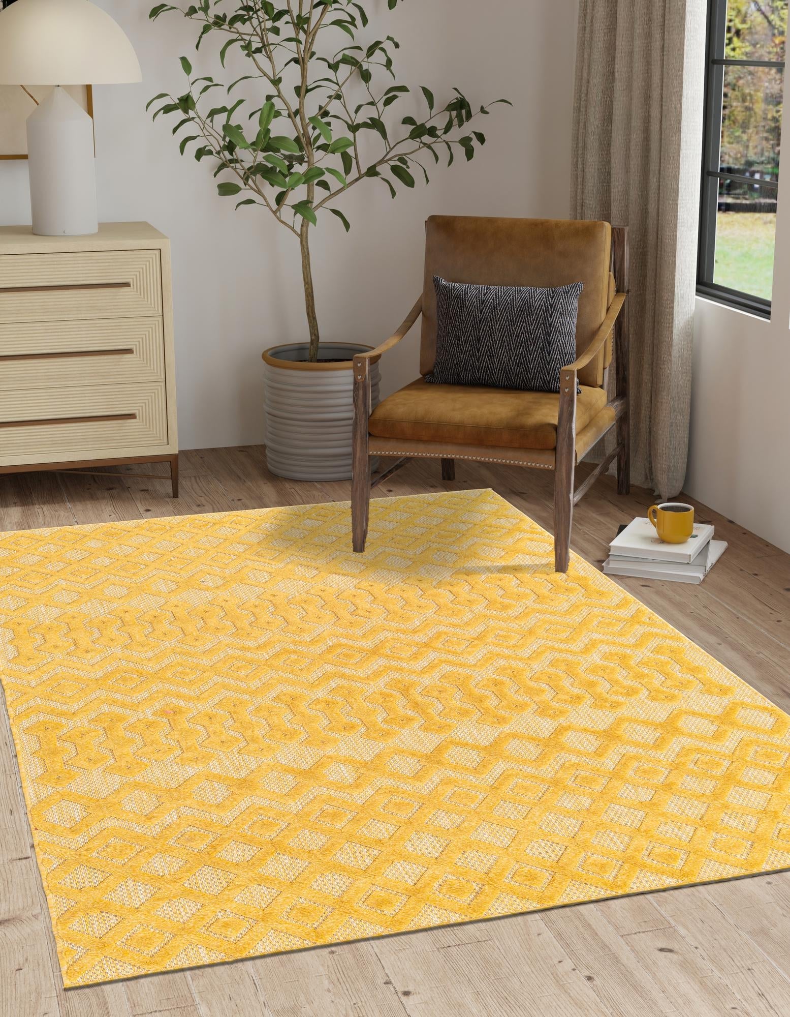 Garden Lattice Charm Collection Area Rug -  Pergola (Yellow)