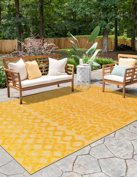 Garden Lattice Charm Collection Area Rug -  Pergola (Yellow)