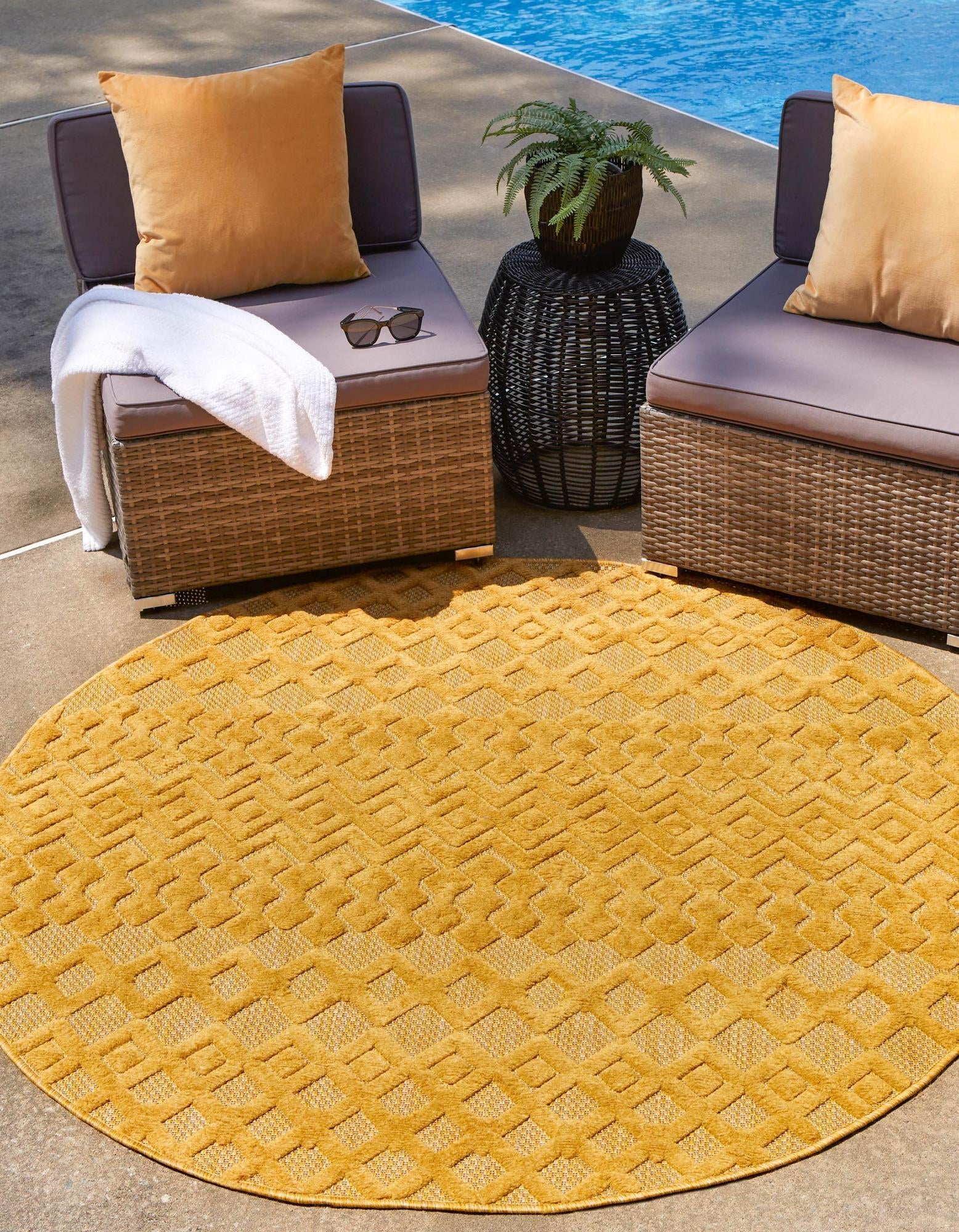 Garden Lattice Charm Collection Area Rug -  Pergola (Yellow)