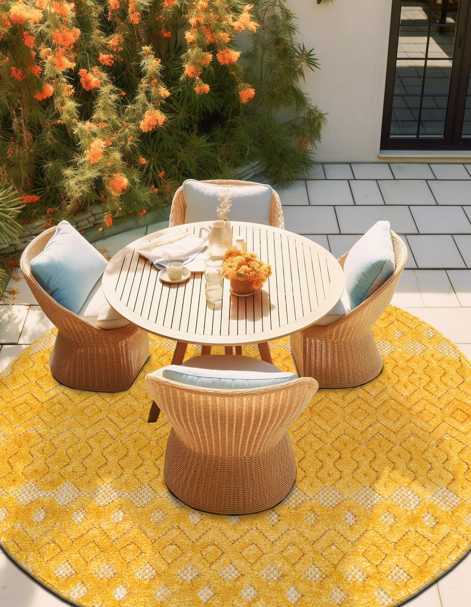 Garden Lattice Charm Collection Area Rug -  Pergola (Yellow)