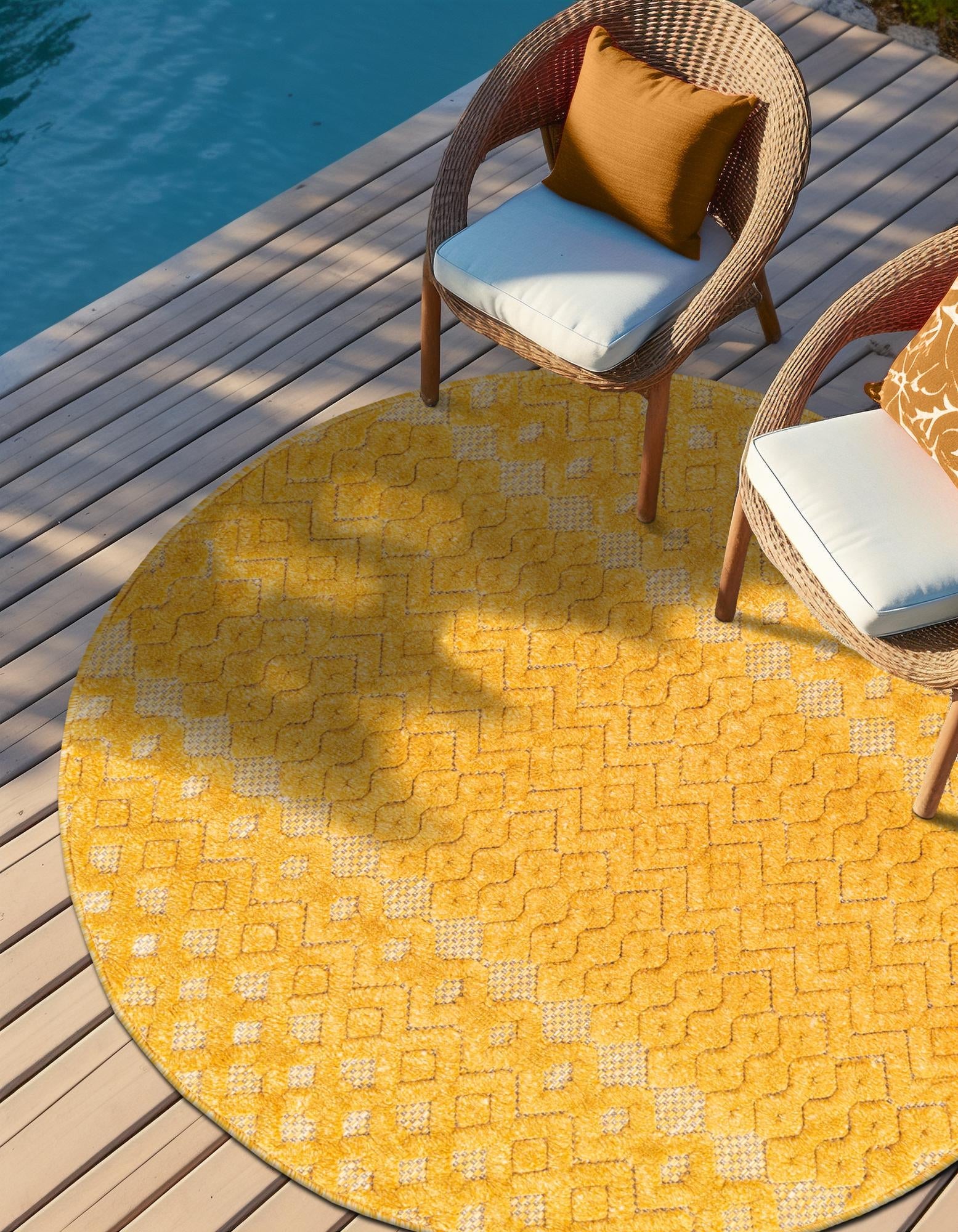 Garden Lattice Charm Collection Area Rug -  Pergola (Yellow)