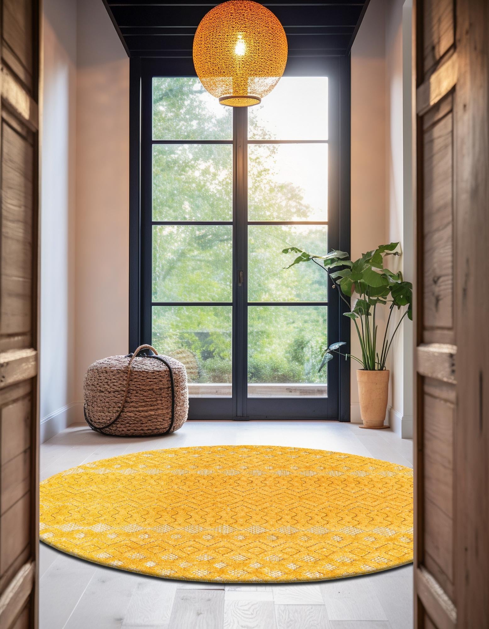 Garden Lattice Charm Collection Area Rug -  Pergola (Yellow)