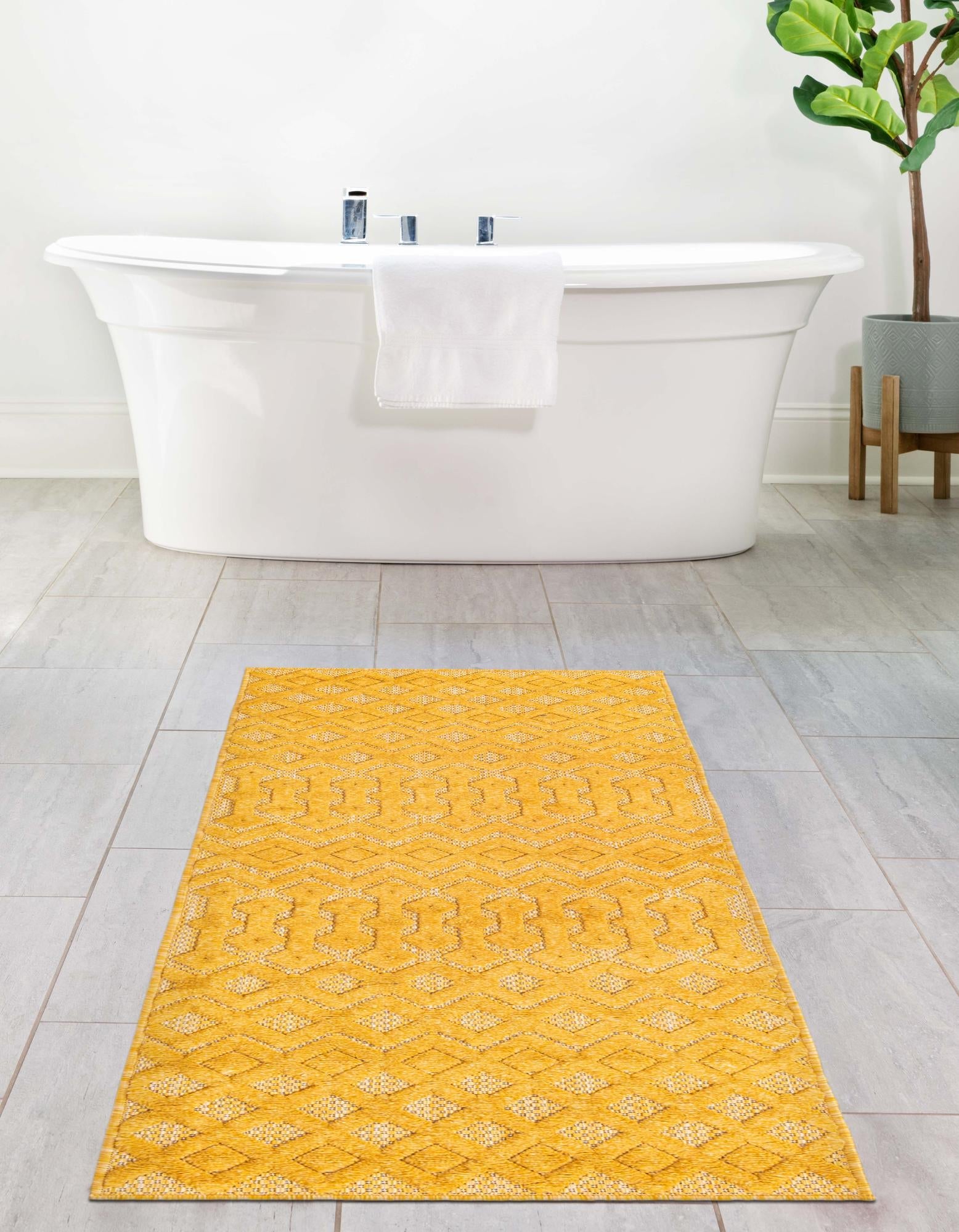 Garden Lattice Charm Collection Area Rug -  Pergola (Yellow)