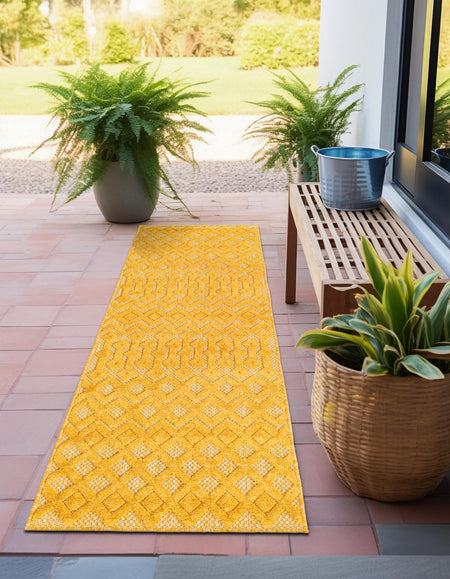 Garden Lattice Charm Collection Area Rug -  Pergola (Yellow)