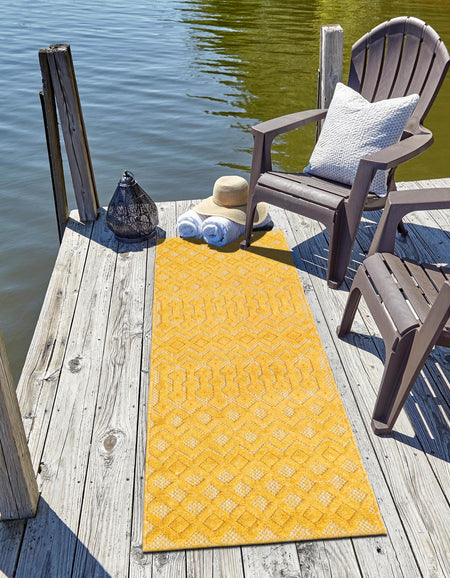 Garden Lattice Charm Collection Area Rug -  Pergola (Yellow)