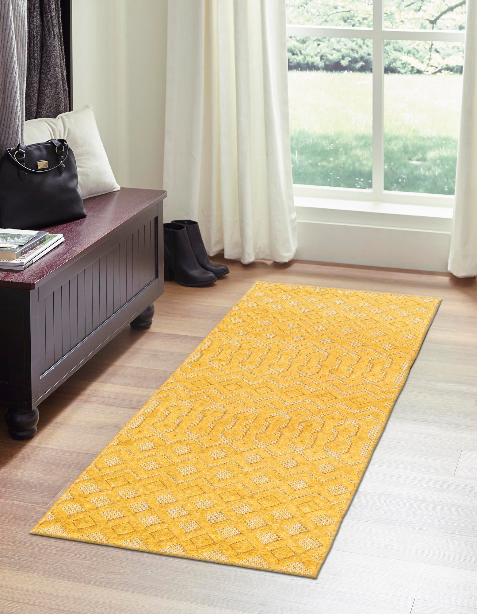 Garden Lattice Charm Collection Area Rug -  Pergola (Yellow)