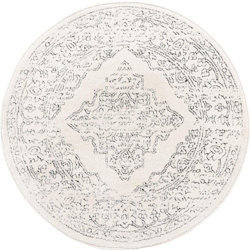 Savannah Soiree Collection Area Rug - Serengeti (White) Round White  lifestyle 9