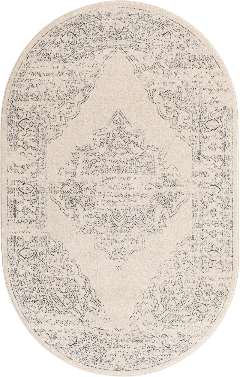 Savannah Soiree Collection Area Rug - Serengeti (White) Oval White  lifestyle 11