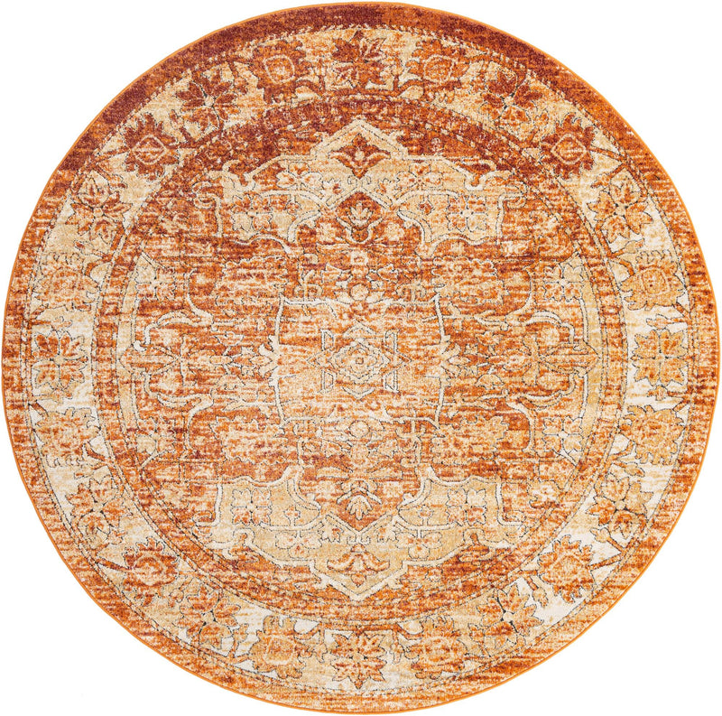 Savannah Soiree Collection Area Rug -  Everglade (Rust Red) Round Rust Red  lifestyle 14