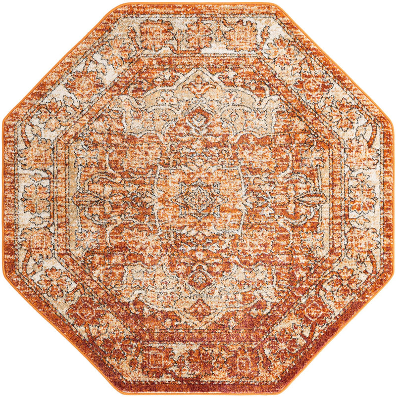 Savannah Soiree Collection Area Rug -  Everglade (Rust Red) Octagon Rust Red  lifestyle 20