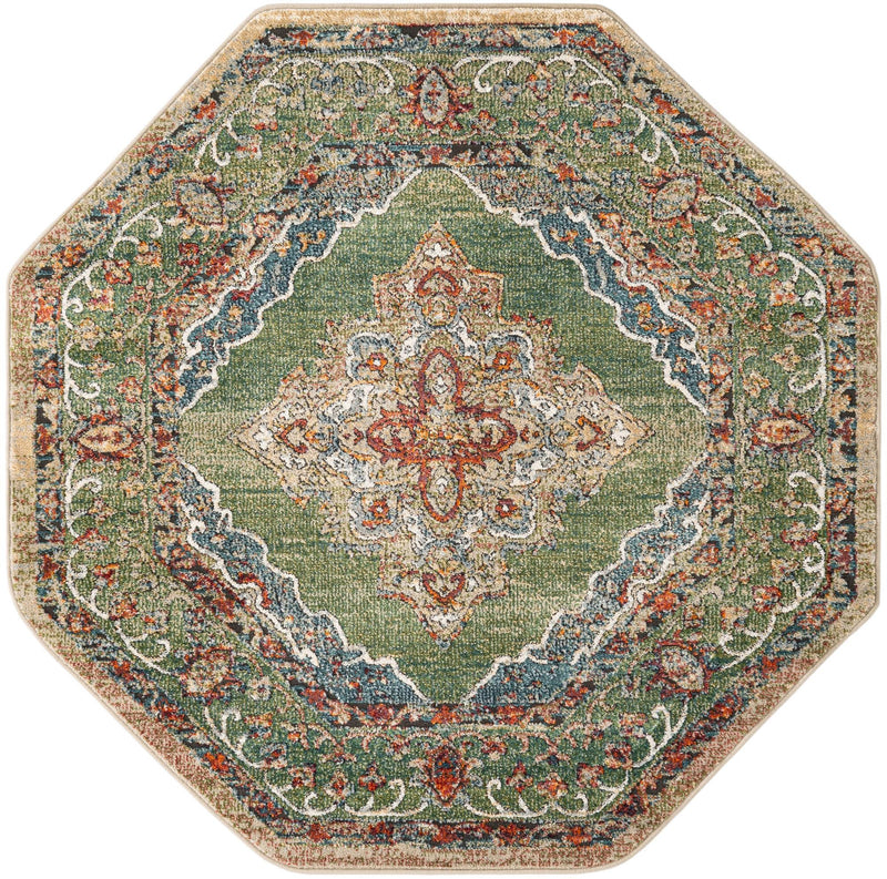 Savannah Soiree Collection Area Rug - Serengeti (Green) Octagon Green  lifestyle 18