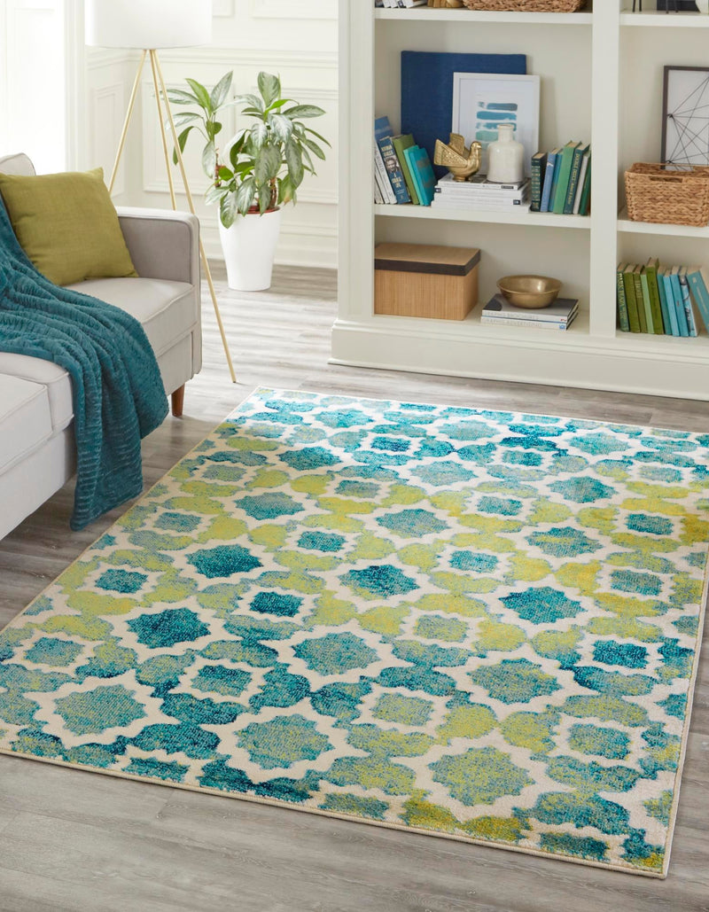 Oceanview Gardens Collection Area Rug -  Cove Rectangle Blue  lifestyle 2