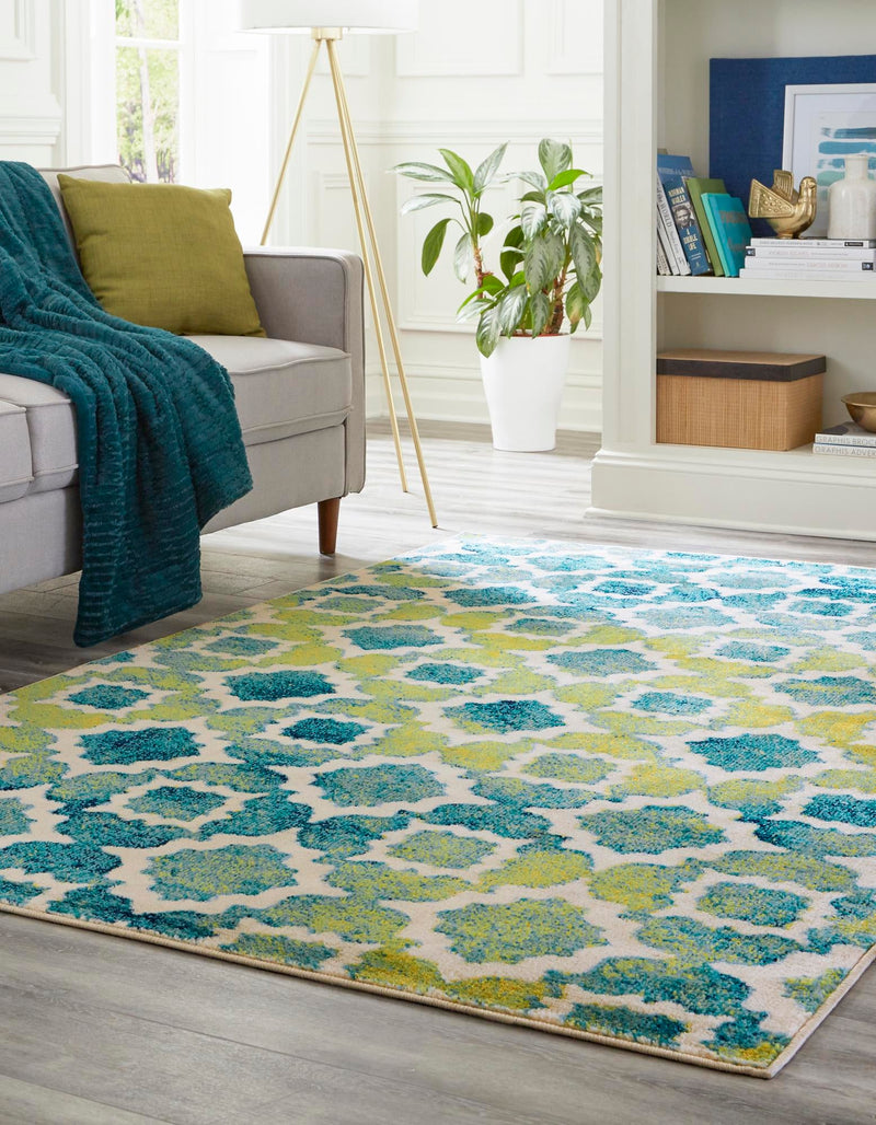 Oceanview Gardens Collection Area Rug -  Cove Rectangle Blue  lifestyle 3