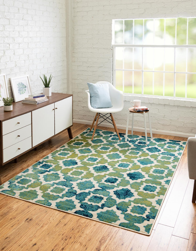 Oceanview Gardens Collection Area Rug -  Cove Rectangle Blue  lifestyle 4