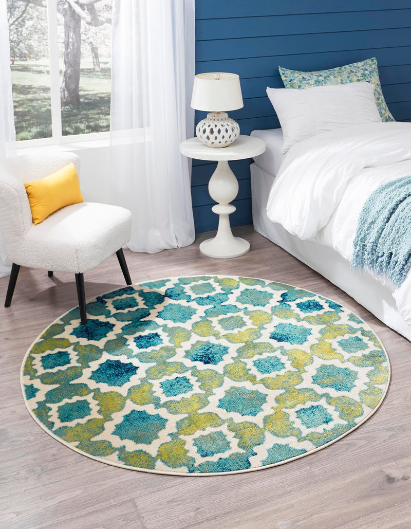 Oceanview Gardens Collection Area Rug -  Cove Round Blue  lifestyle 16