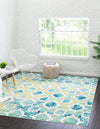 Oceanview Gardens Collection Area Rug -  Cove Square Blue  lifestyle 17