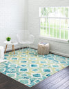 Oceanview Gardens Collection Area Rug -  Cove Square Blue  lifestyle 22