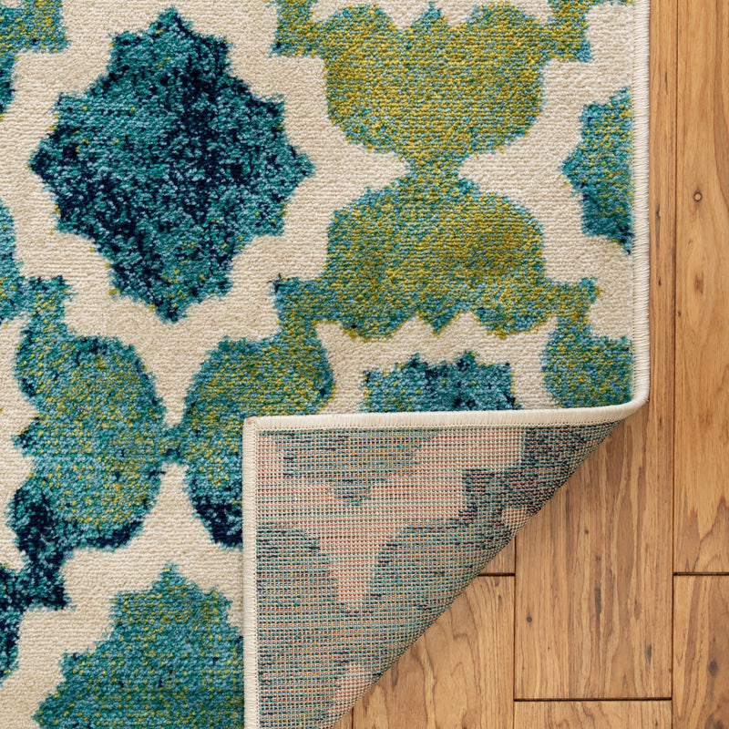 Oceanview Gardens Collection Area Rug -  Cove Square Blue  lifestyle 47